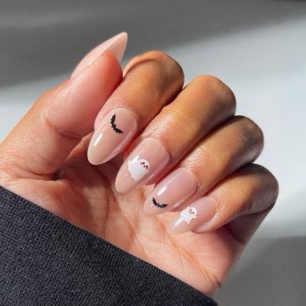 Glamnetic In The Spirit Press On Nails Short Almond Glazed Pink Ghost Bat NIB